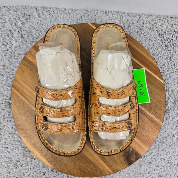 Alegria Fiona Cork Pattern Patent Leather Casual Comfort Slide Sandals Womens 38 - Picture 6 of 13